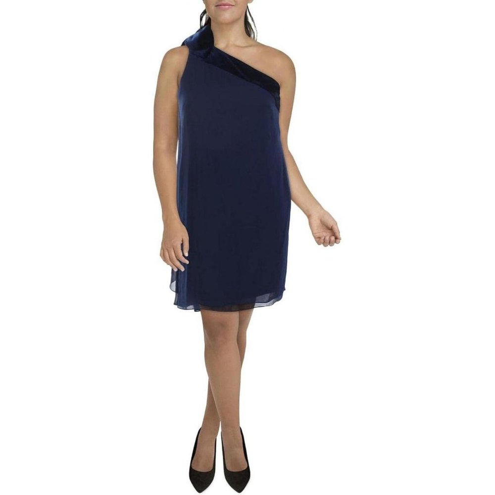 NWT Lauren Ralph Lauren Mini Cocktail and Party Dress 253808477003 2 Navy Blue - Picture 1 of 2